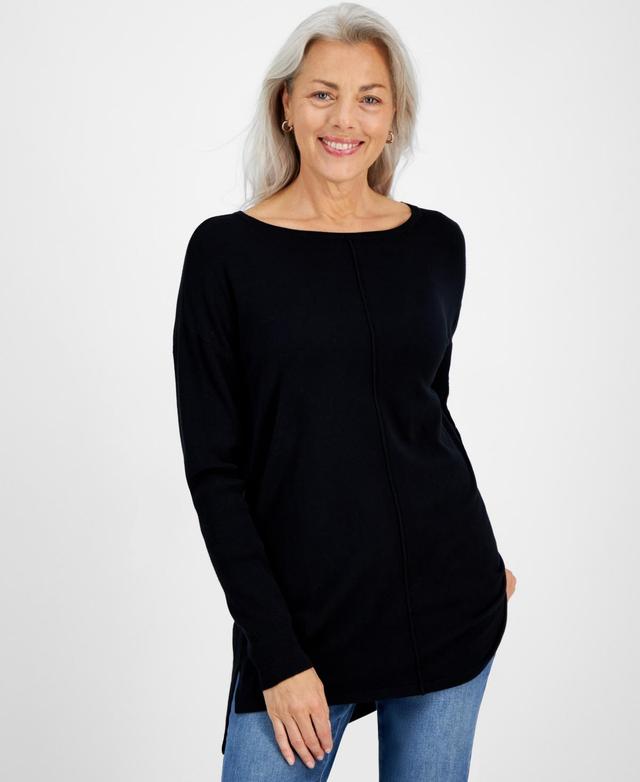 Style & Co Womens Seam-Front Boat-Neck Tunic Sweater, Created for Macys Product Image