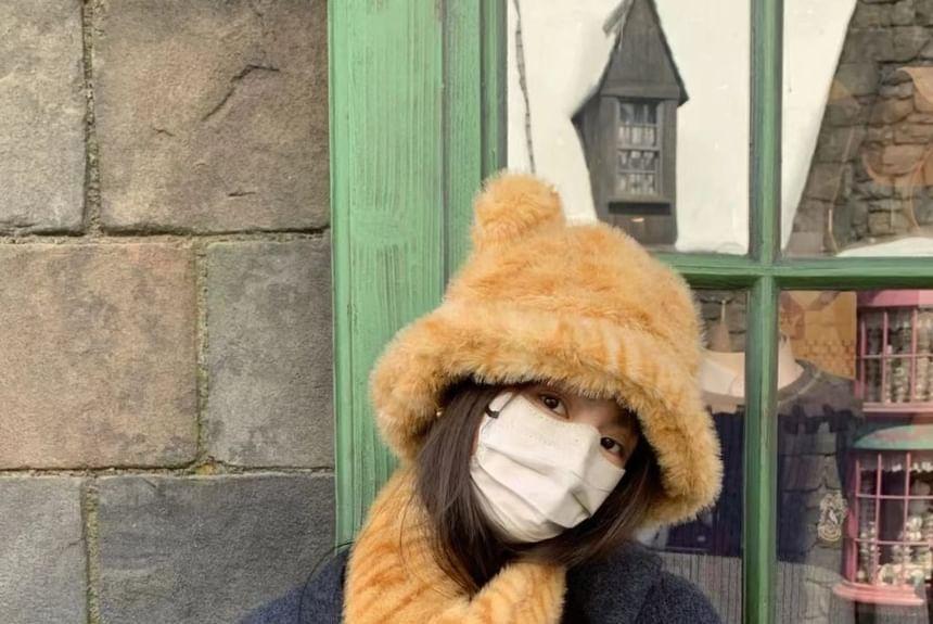 Bear Ear Knit Bucket Hat / Scarf / Set Product Image