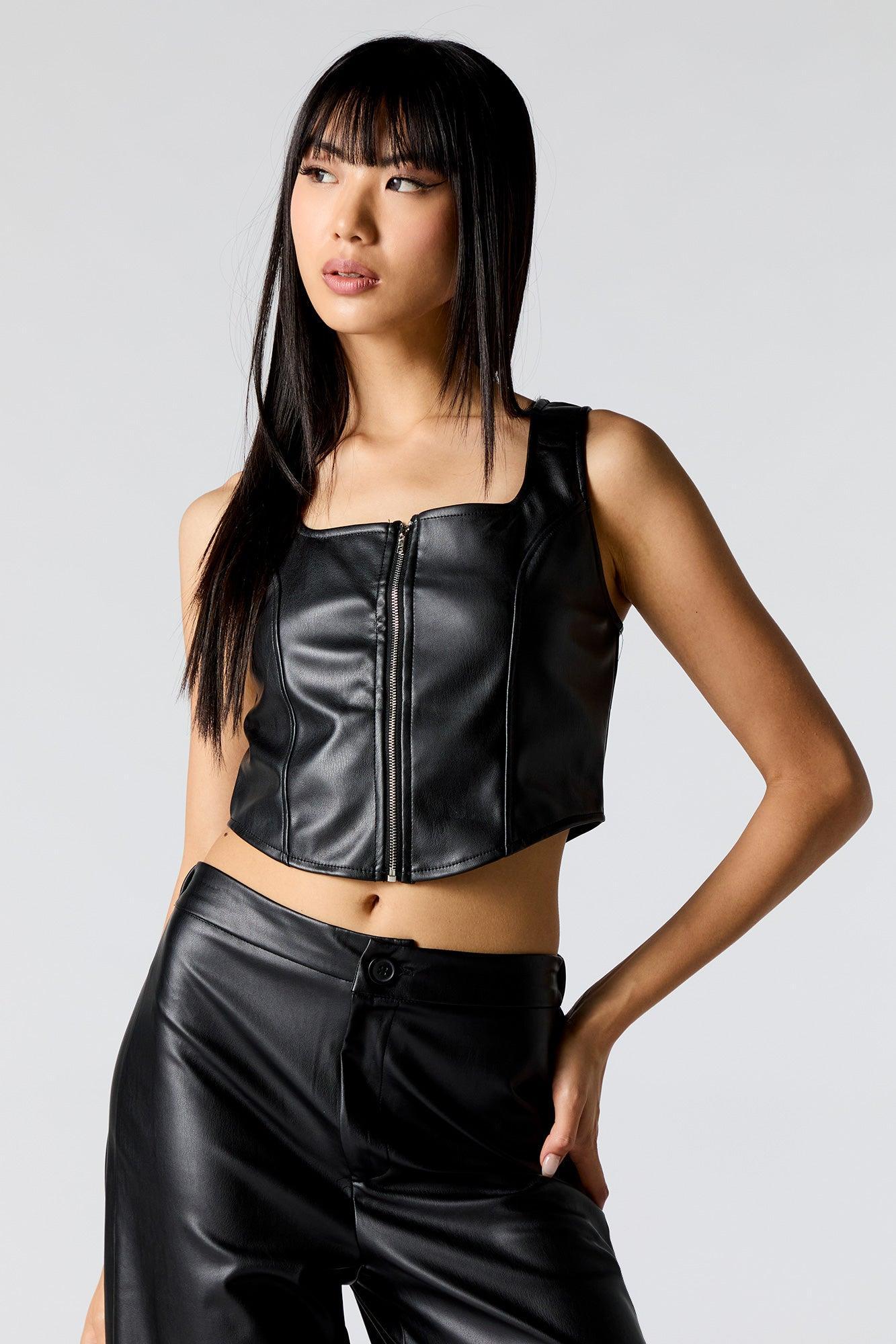 Faux Leather Corset Top Female Product Image