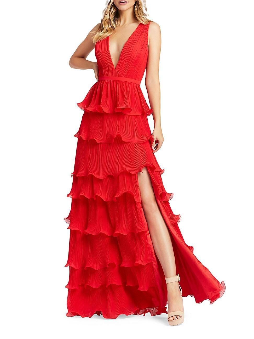 Ieena for Mac Duggal Tiered Ruffle A-Line Gown Product Image