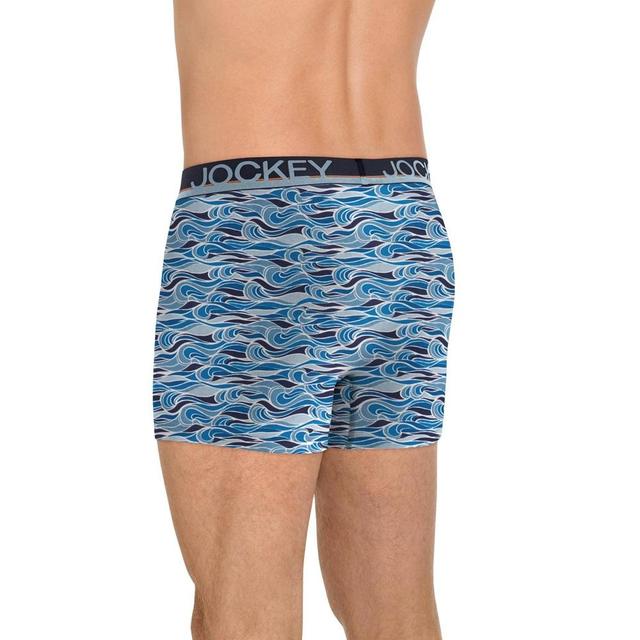 Jockey Men's Casual Cotton Stretch 3" Trunk - 3 Pack L Rip Current/Beach Bonfire/Punting Chambray Stripe Product Image