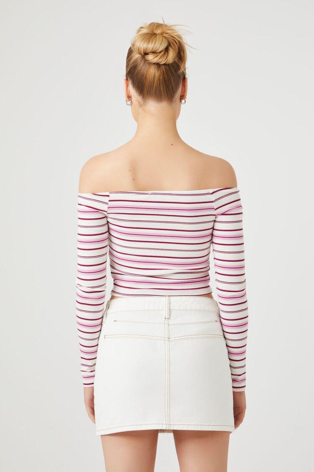 Striped Off-the-Shoulder Crop Top | Forever 21 Product Image