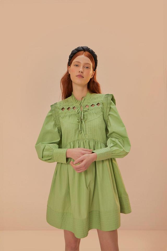 Green Open Yoke Mini Dress Product Image