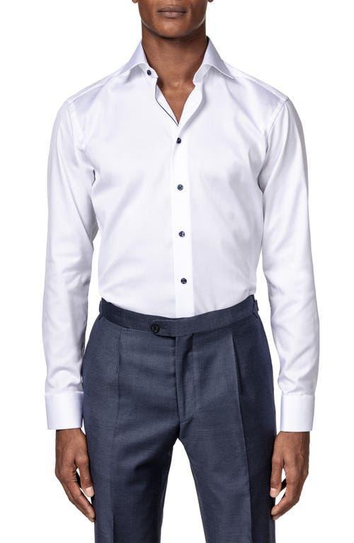 Mens Slim-Fit Twill Dress Shirt with Navy Details Product Image