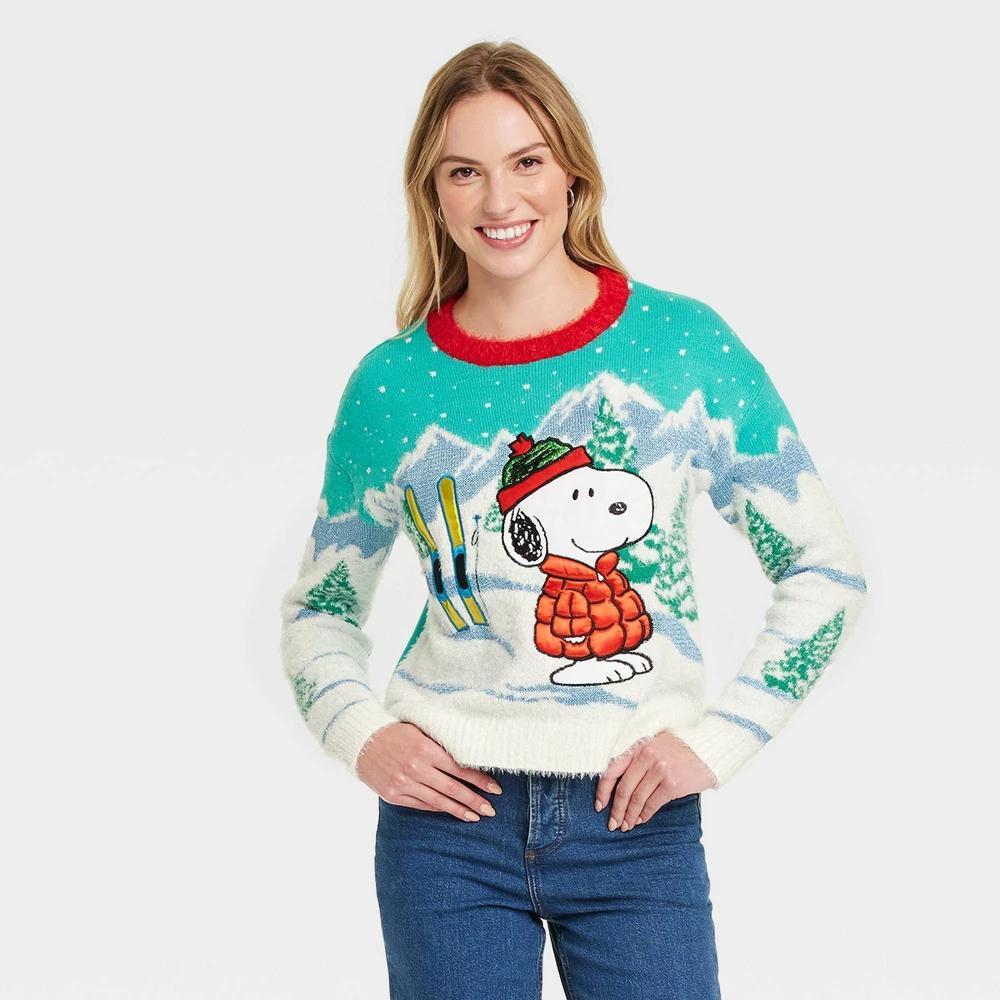 Womens Snoopy Christmas Festive Graphic Sweater Product Image