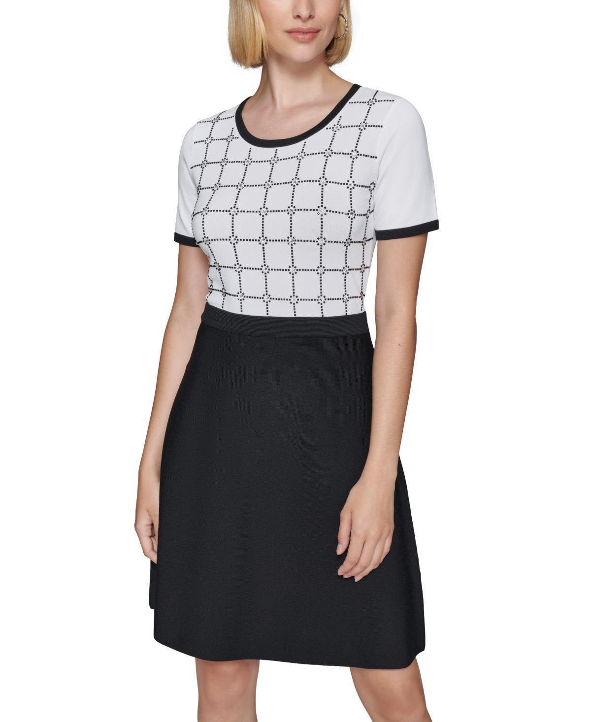 Karl Lagerfeld Paris Womens Colorblocked Embellished Dress - Sft Wt Product Image