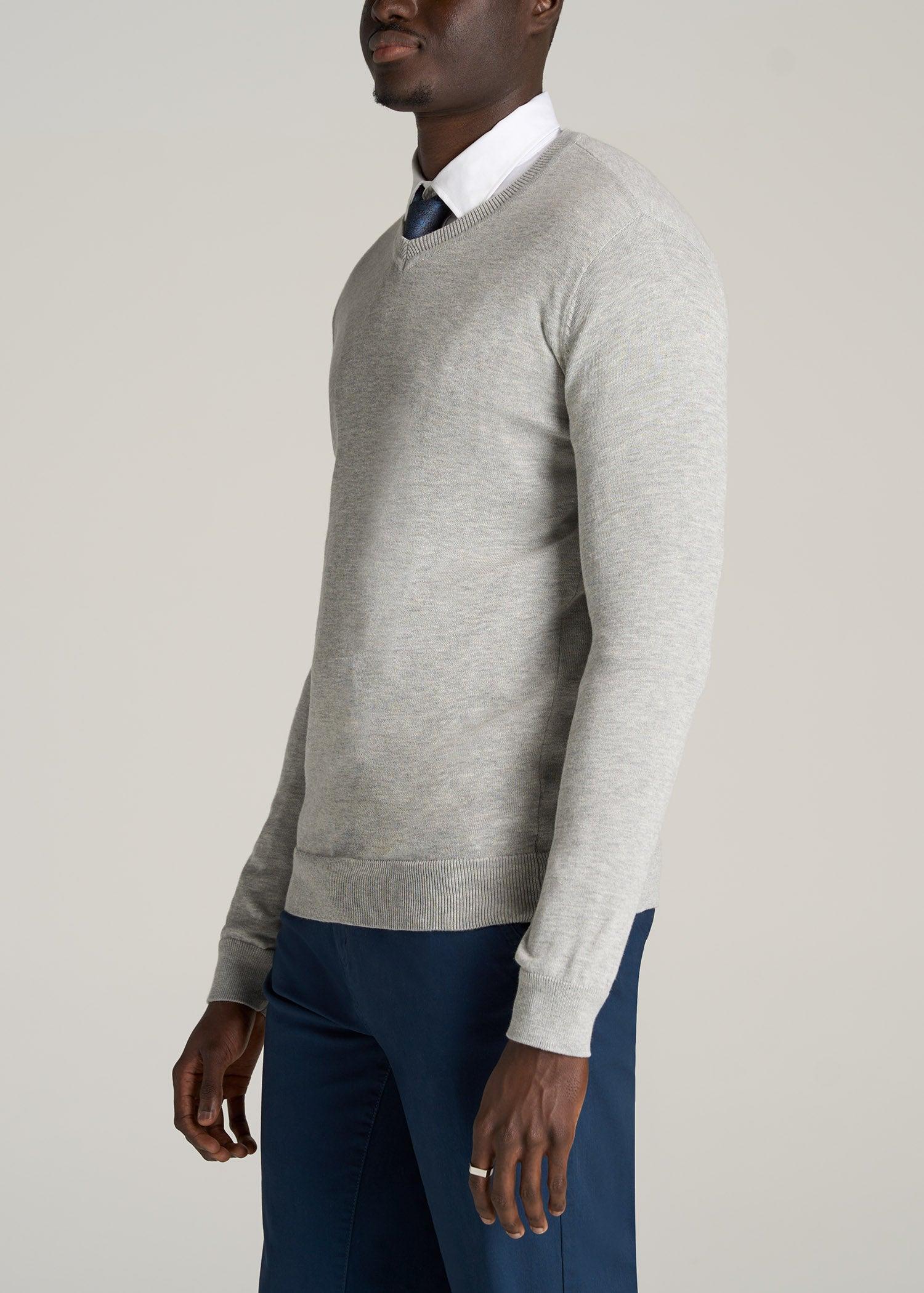 Everyday V-Neck Tall Men's Sweater in Grey Mix Male Product Image