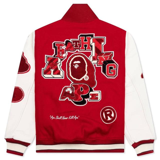 Bape Multi Motif Varsity Jacket - Red Male Product Image