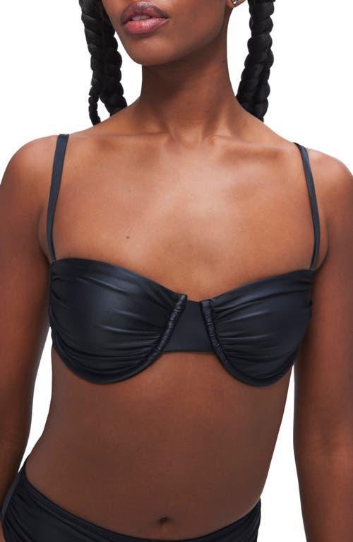 Good American Ruched Underwire Demi Cup Bikini Top Product Image