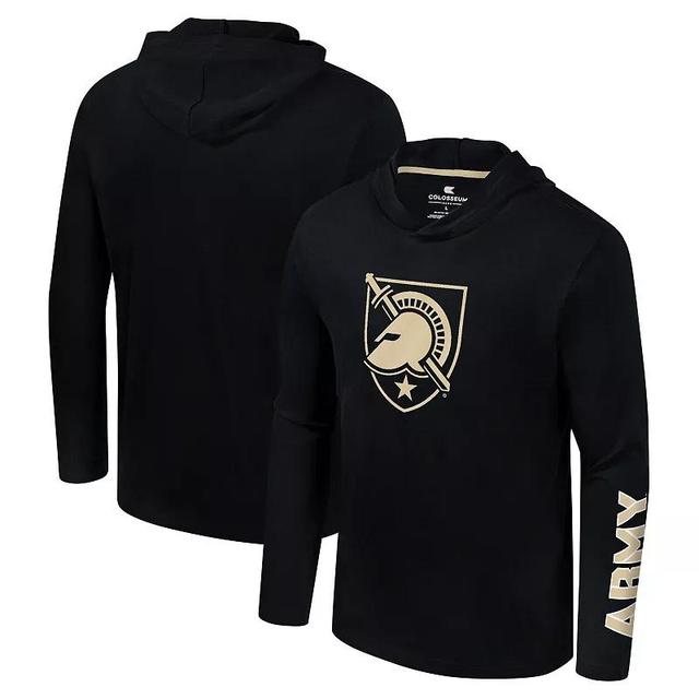 Mens Colosseum Black Army Black Knights Logo Lockup Active Blend Long Sleeve T-Shirt Hoodie Product Image