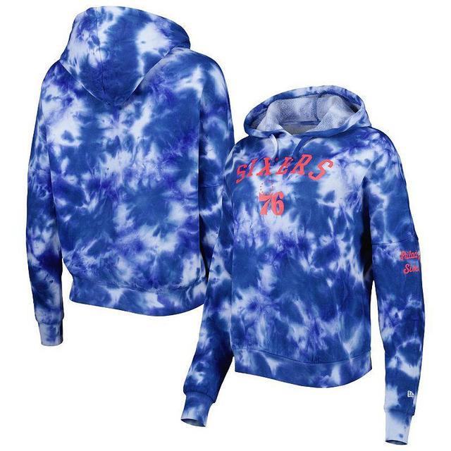 Womens New Era Royal Philadelphia 76ers Brushed Cotton Tie-Dye Pullover Hoodie Product Image