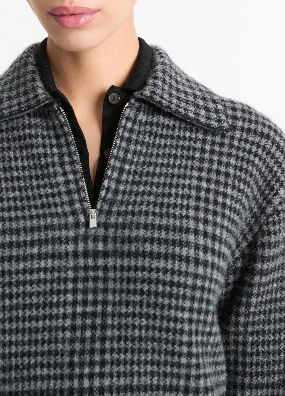 Plaid Wool-Cashmere Half-Zip Pullover Product Image