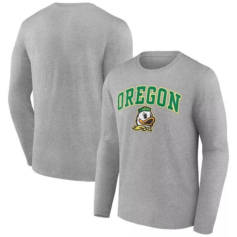 Mens Fanatics Branded Heather Gray Oregon Ducks Campus Long Sleeve T-Shirt Product Image