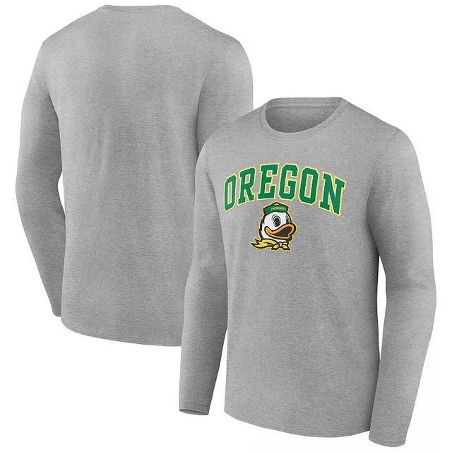 Mens Fanatics Heather Gray Oregon Ducks Campus Long Sleeve T-shirt Product Image