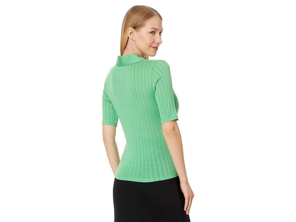 Womens Stretch Rib-Knit Polo Shirt Product Image