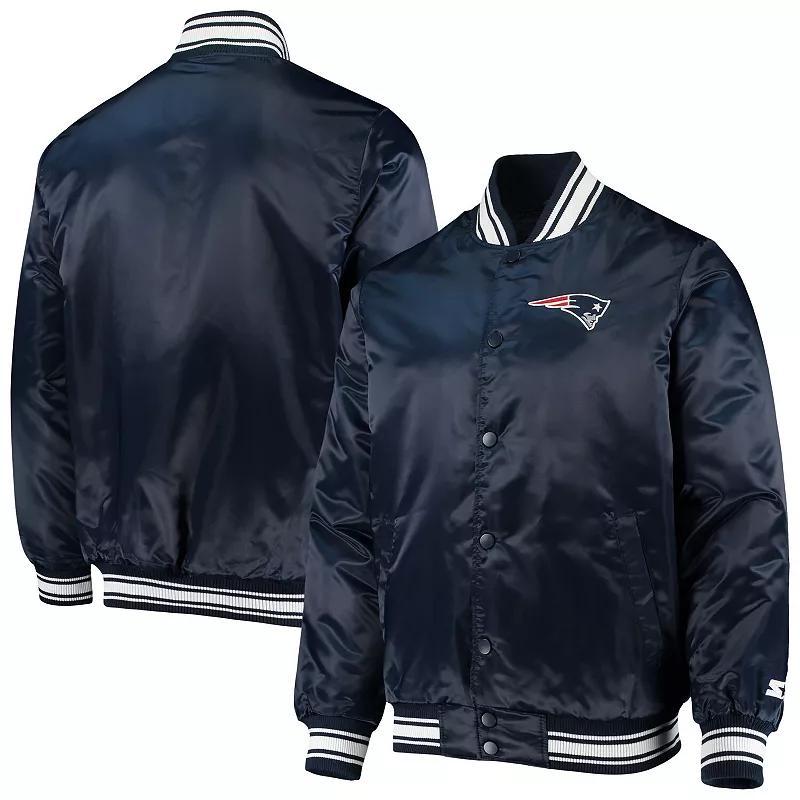 Mens Starter New England Patriots Locker Room Satin Varsity Full-Snap Jacket Blue Product Image