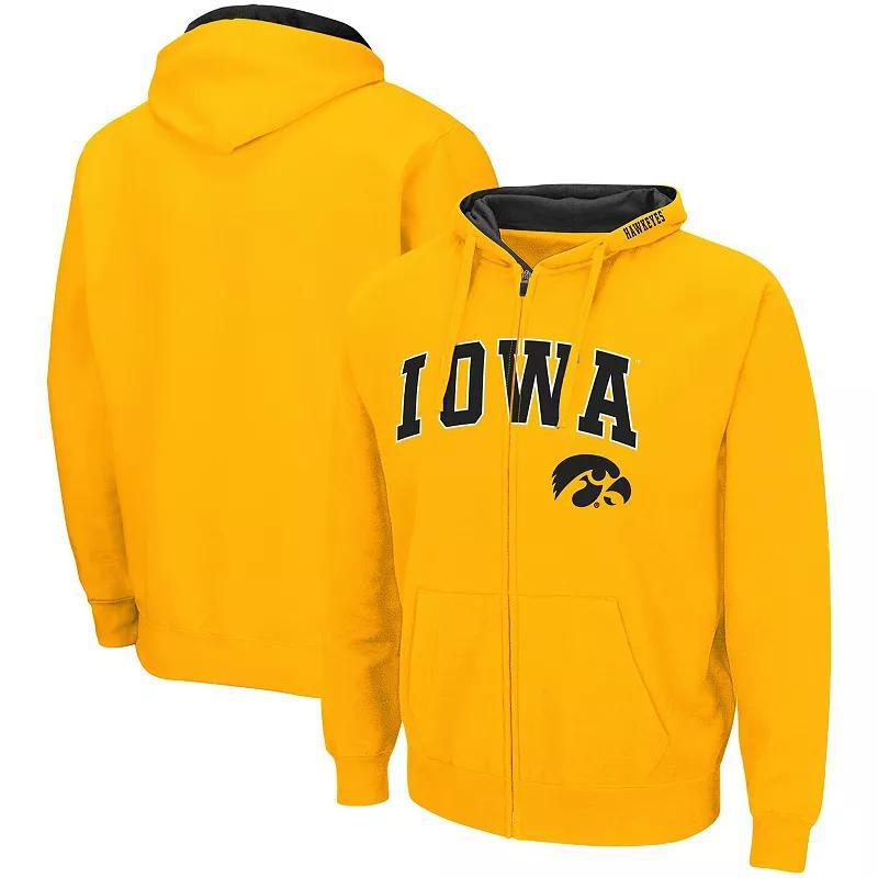 Mens Colosseum Gold Iowa Hawkeyes Arch & Logo 3.0 Full-Zip Hoodie IWA Gold Product Image