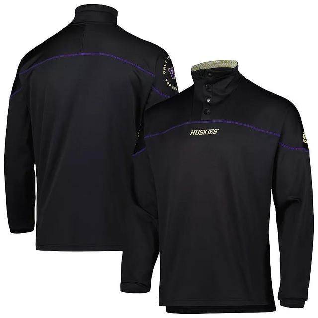 Mens adidas Washington Huskies AEROREADY Knit Quarter-Snap Jacket Product Image