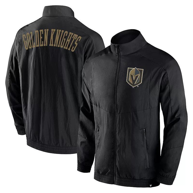 Mens Fanatics Branded Black Vegas Golden Knights Step Up Crinkle Raglan Full-Zip Windbreaker Jacket Product Image