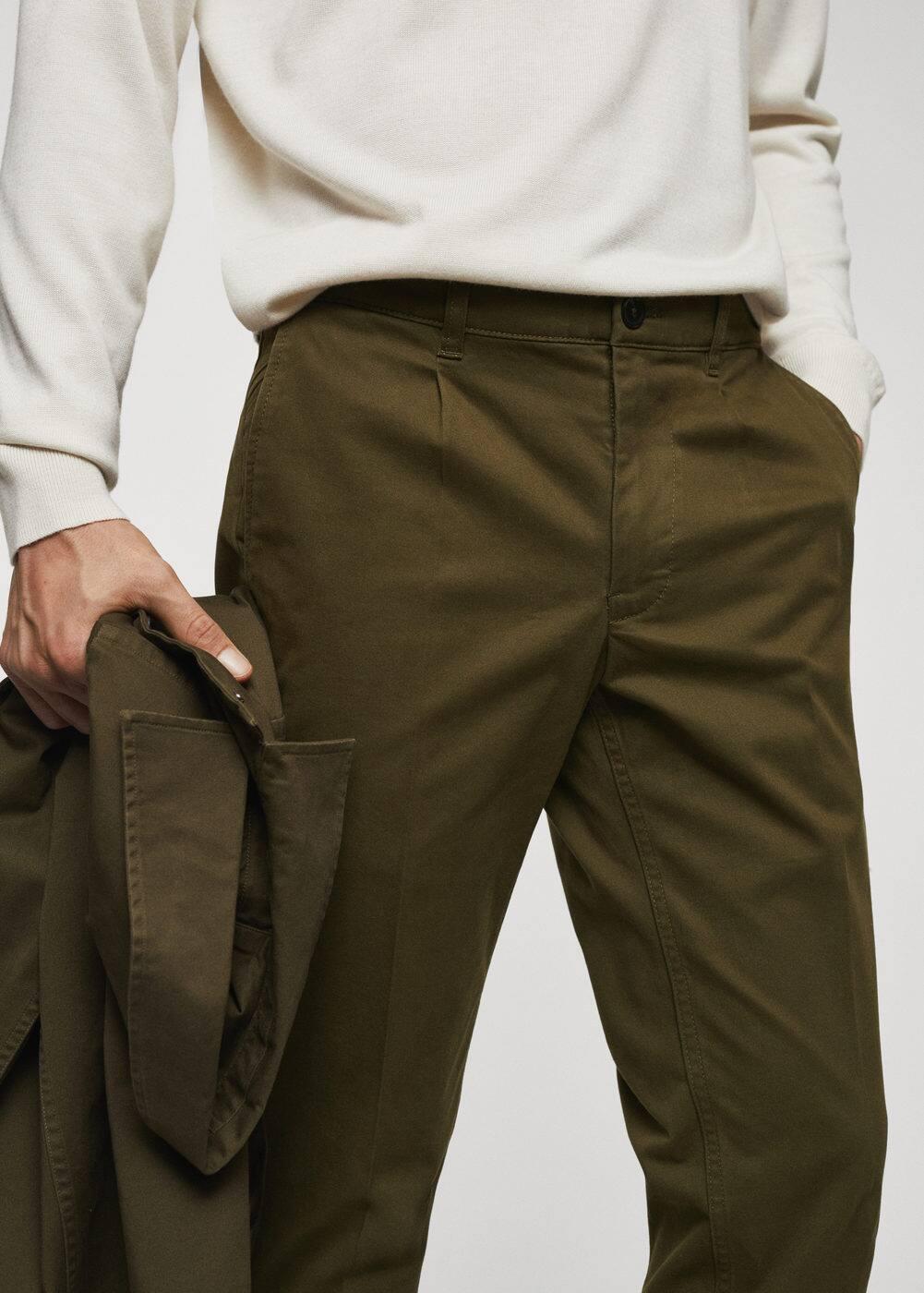 MANGO MAN - Pleated slim fit chinos khakiMen Product Image