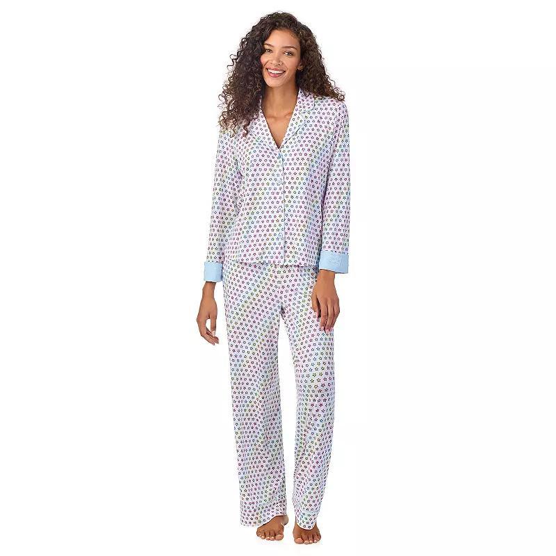 Womens Beauty Sleep Social Pajama Long Sleeve Notch Top & Pajama Pants Set, Girls Product Image