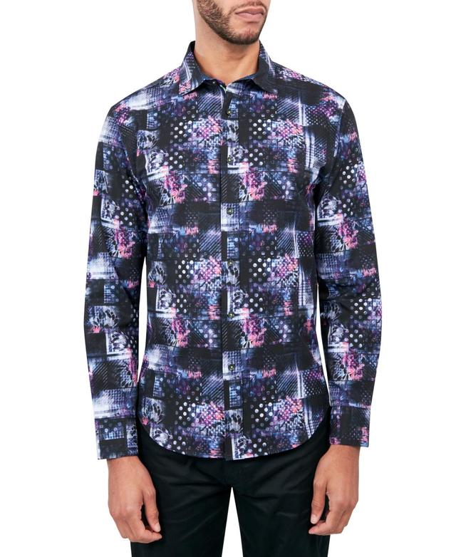 Society of Threads Mens Regular-Fit Non-Iron Performance Stretch Patchwork-Print Button-Down Shirt Product Image