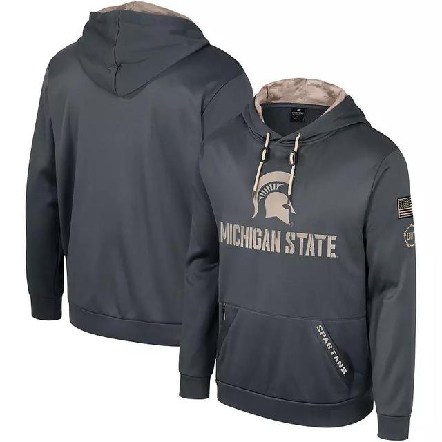 Mens Colosseum Michigan State Spartans OHT Military Appreciation Pullover Hoodie Grey Product Image