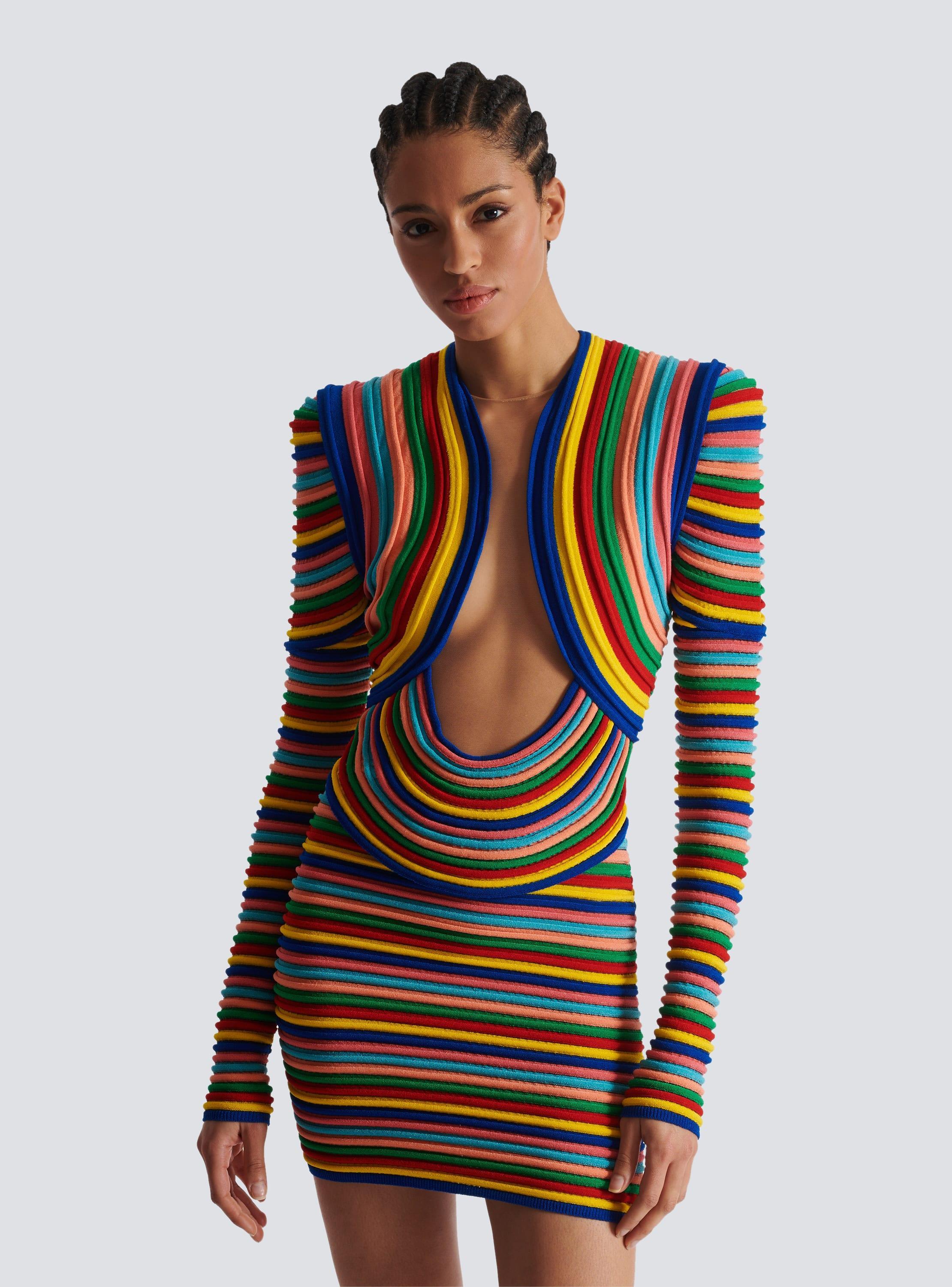 Short dress in multicoloured rolled knit Product Image