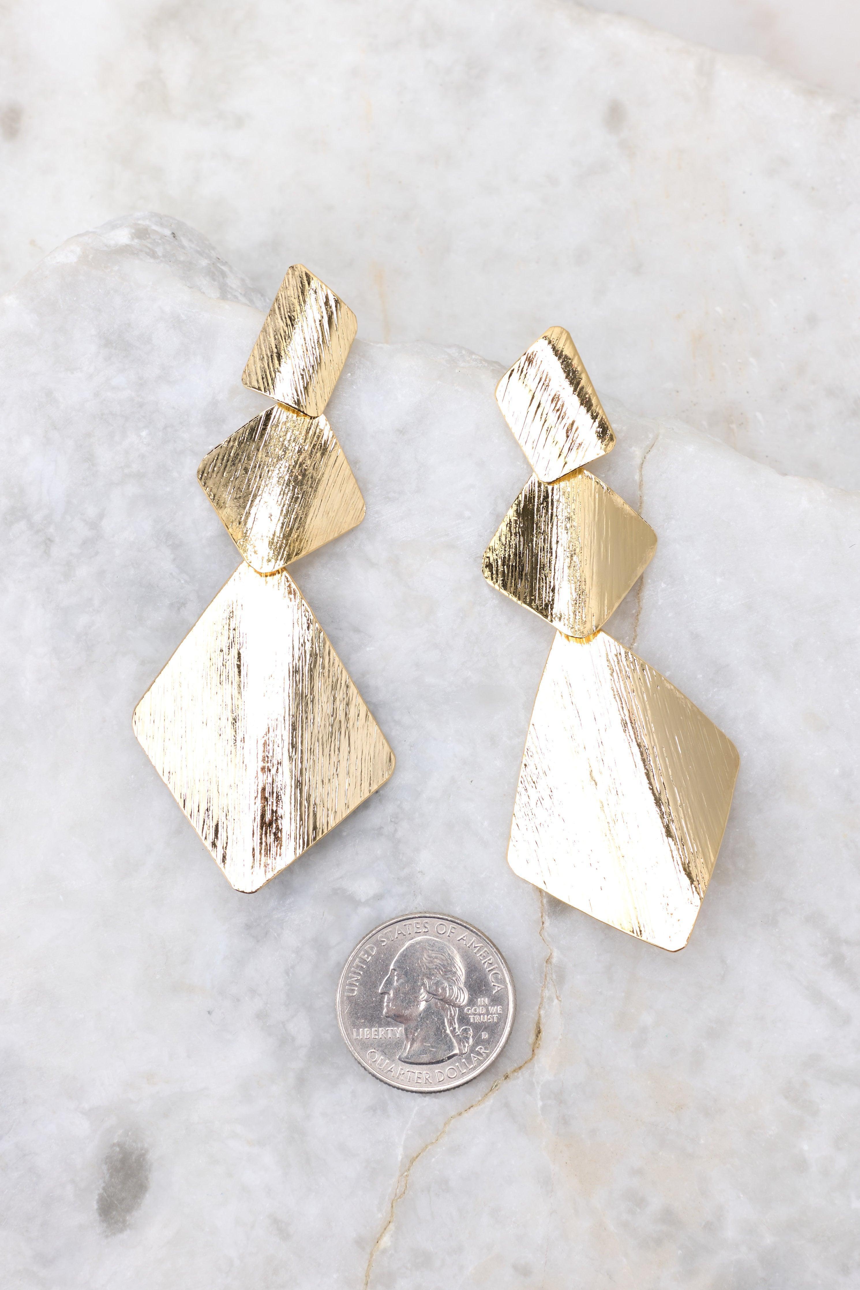 Triple Triangle Gold Earrings Product Image