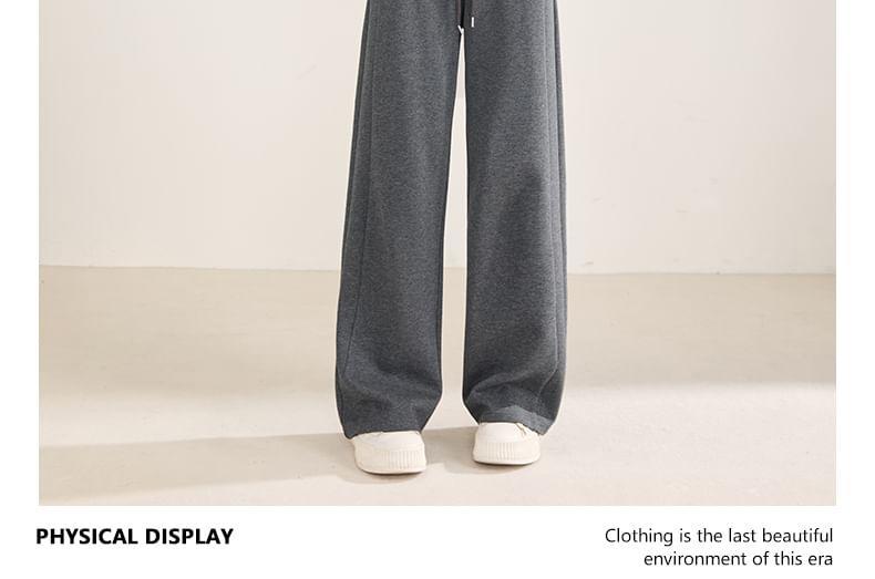 High Waist Plain Wide Leg Sweatpants Product Image