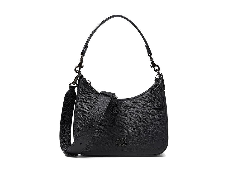 COACH Signature Coated Canvas Solid Black Crossbody Shoulder Bag Product Image