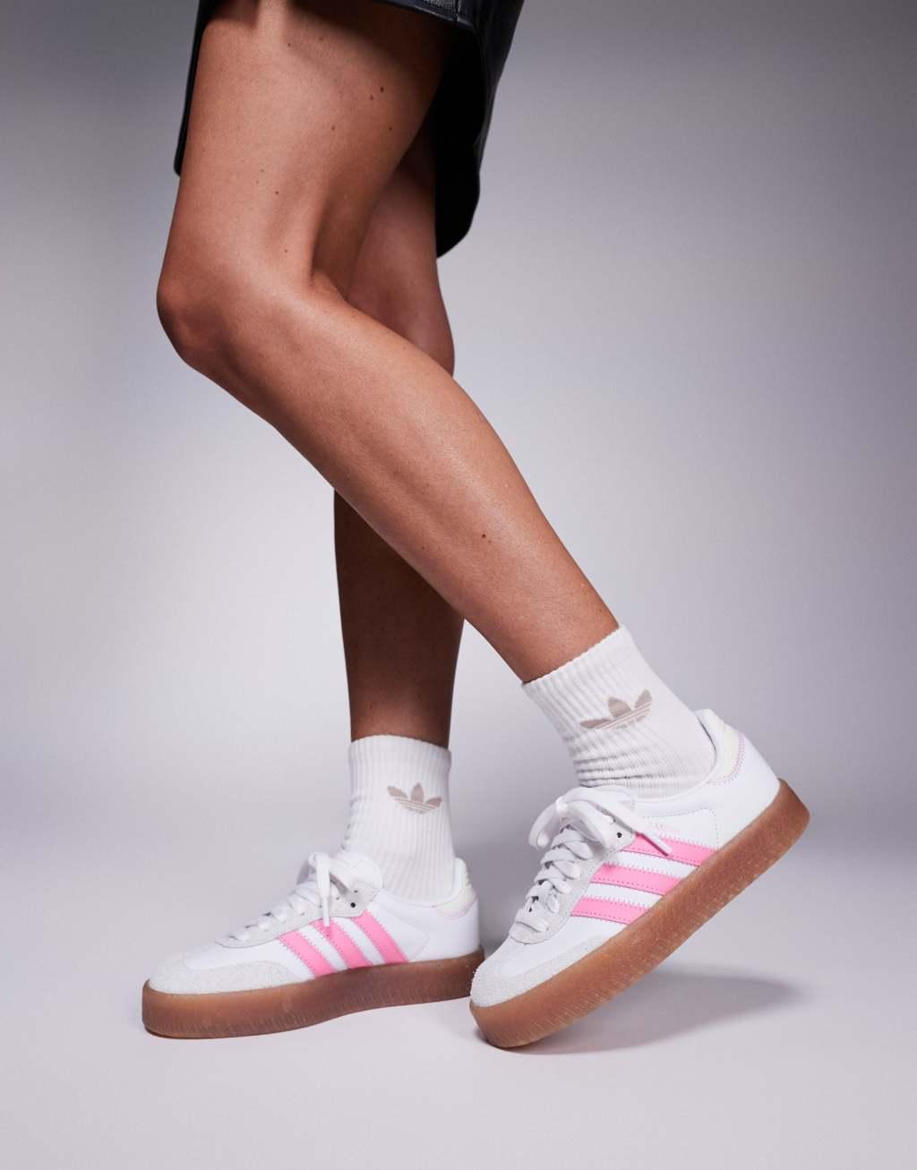 adidas Originals Sambae sneakers in white and pink Product Image