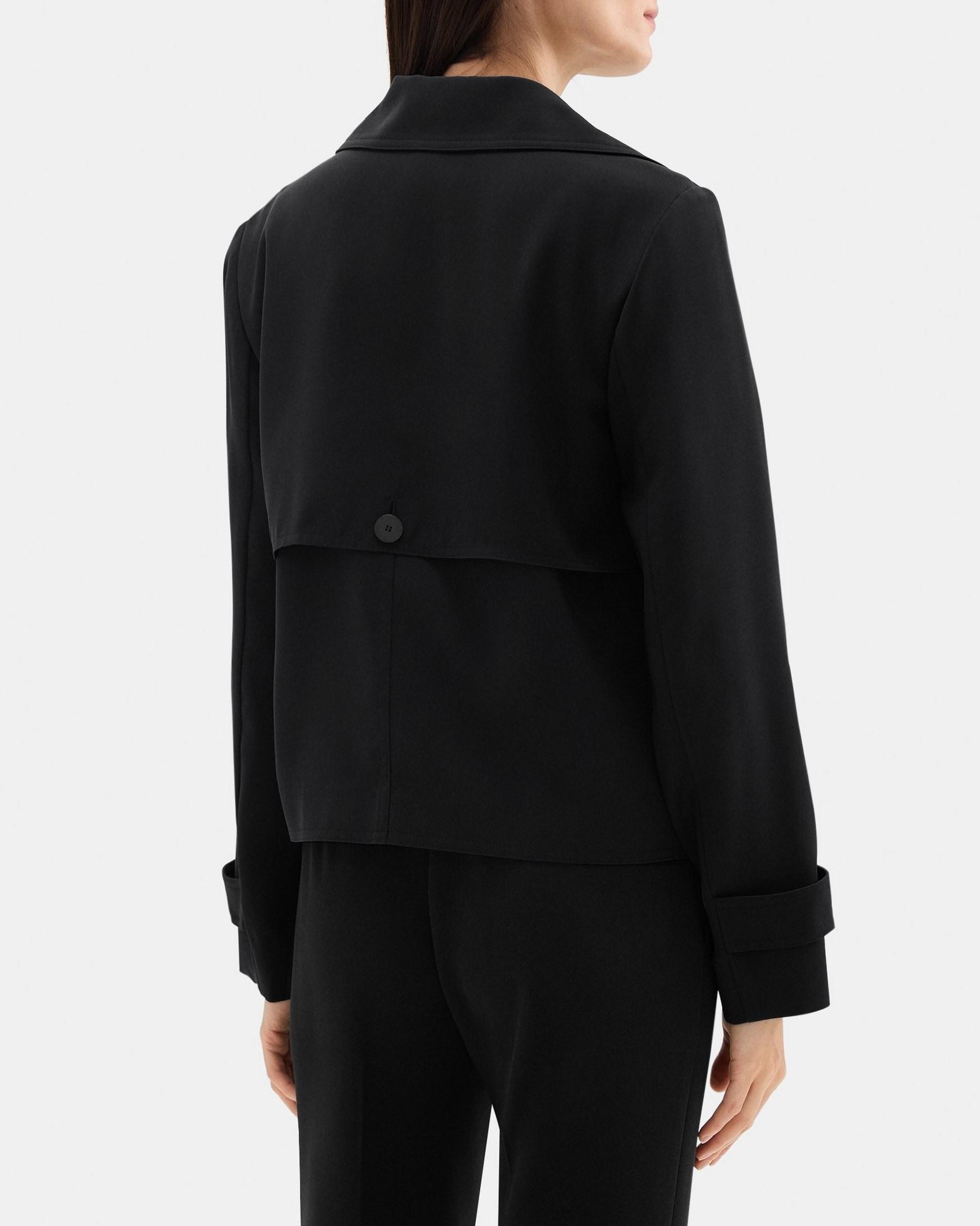 Cropped Double-Breasted Trench Coat in Crepe Product Image