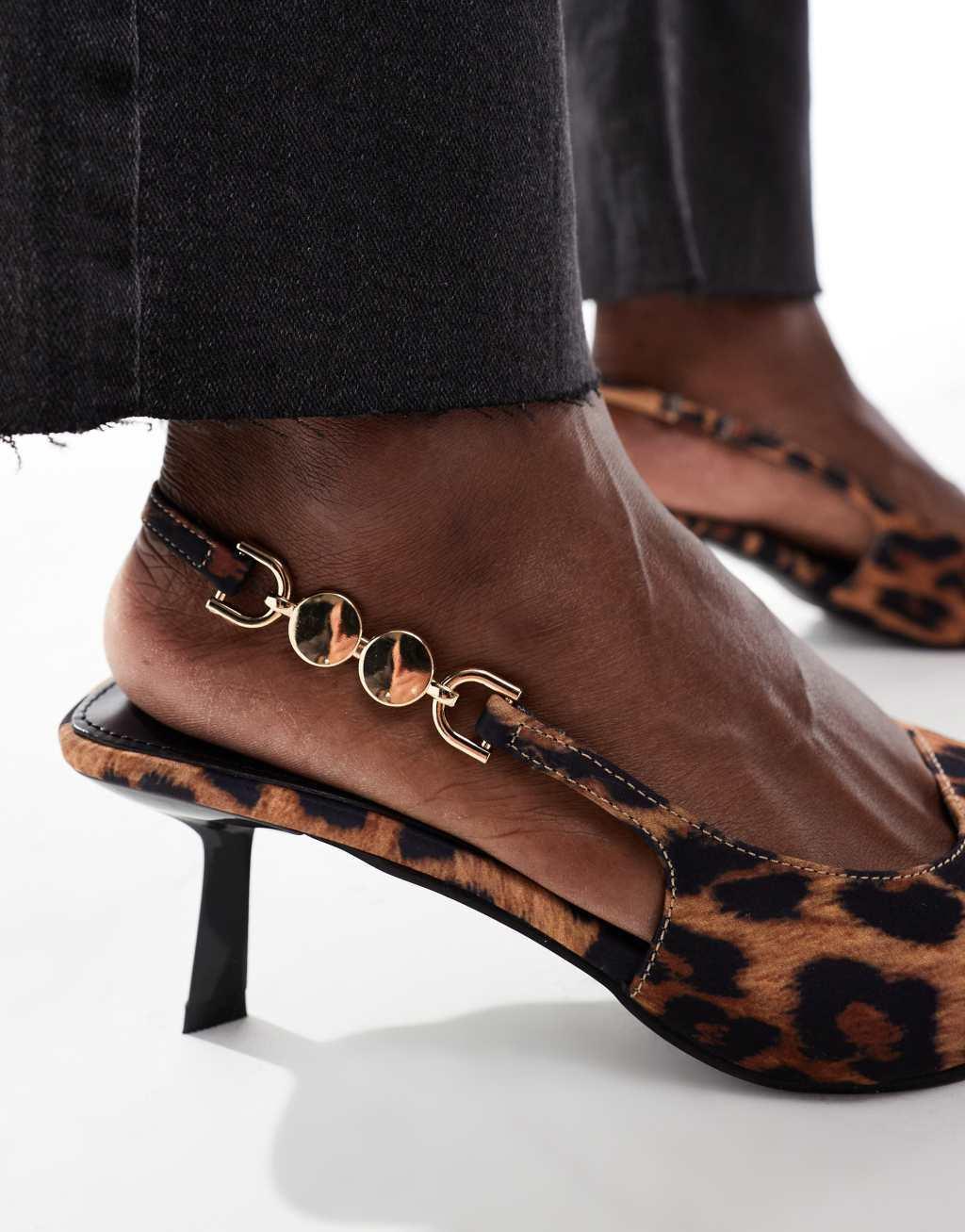 RAID Ankana slingback kitten heeled shoes in leopard Product Image