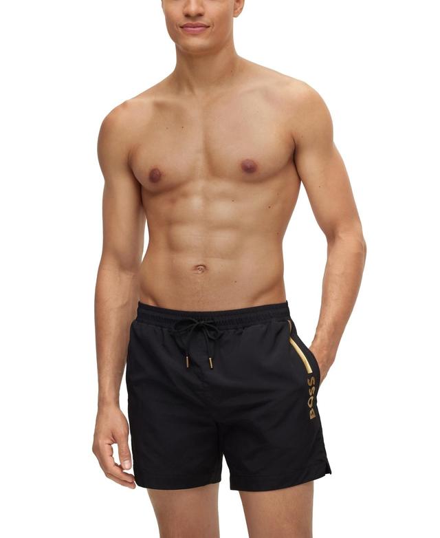 Mens Quick-drying swim shorts with metallic logo Product Image