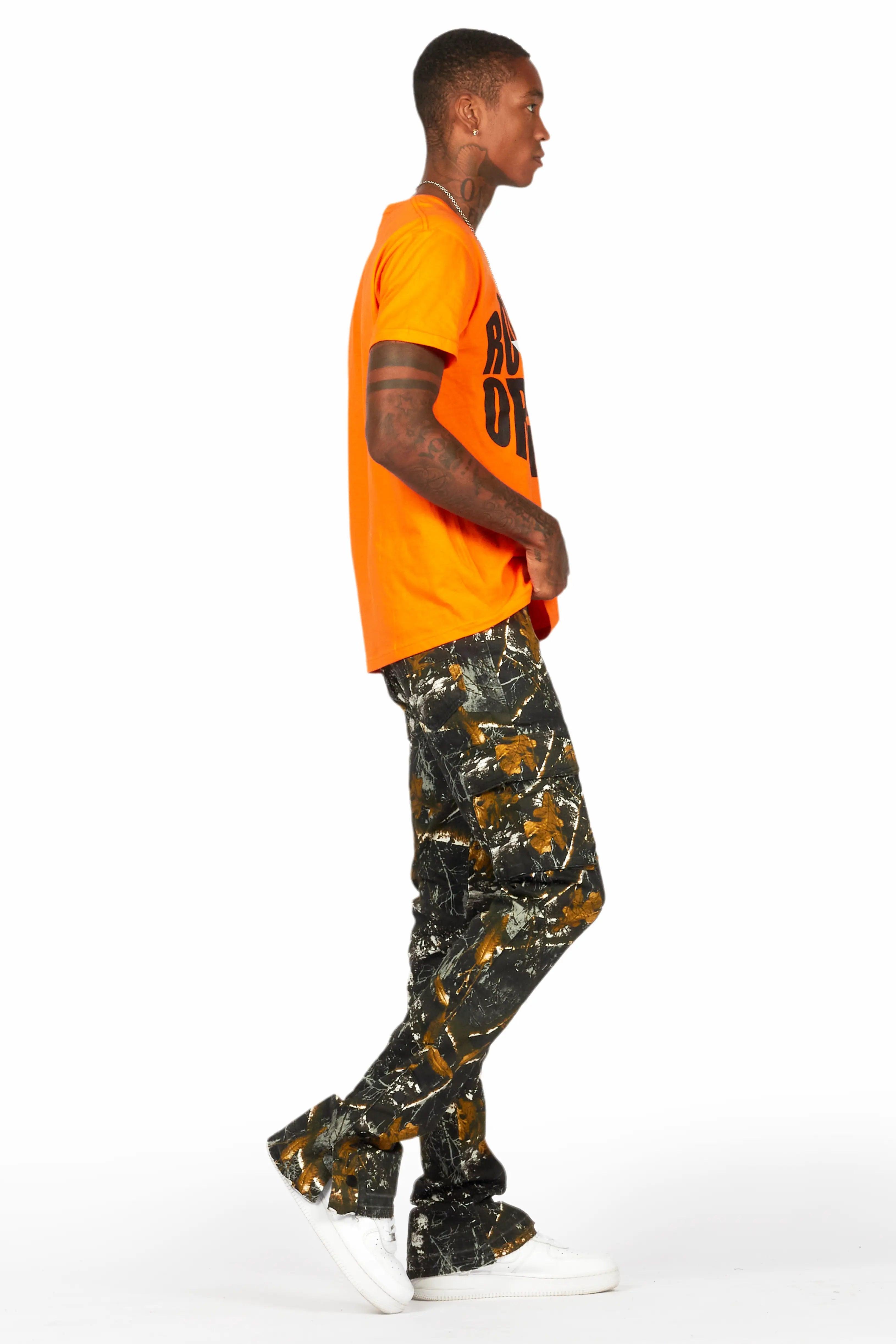 Waage Black Tree Camo Cargo Stacked Flare Jean Male Product Image