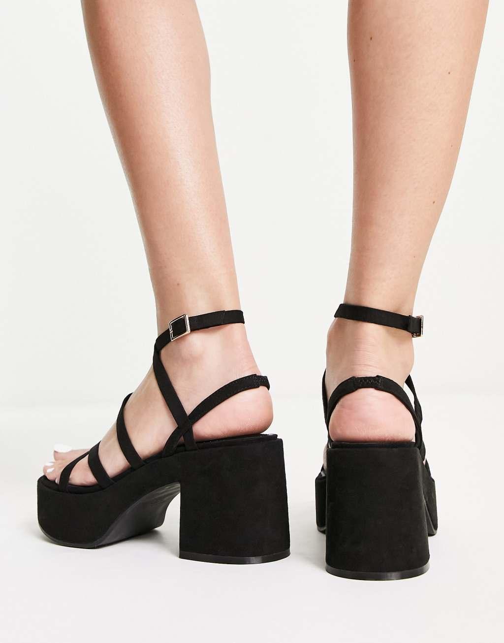 ASOS DESIGN Hoxton chunky mid platforms sandals in black Product Image