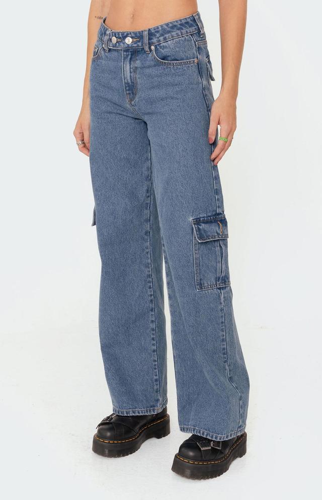 Edikted Women's Deliah Low Rise Cargo Jeans Product Image