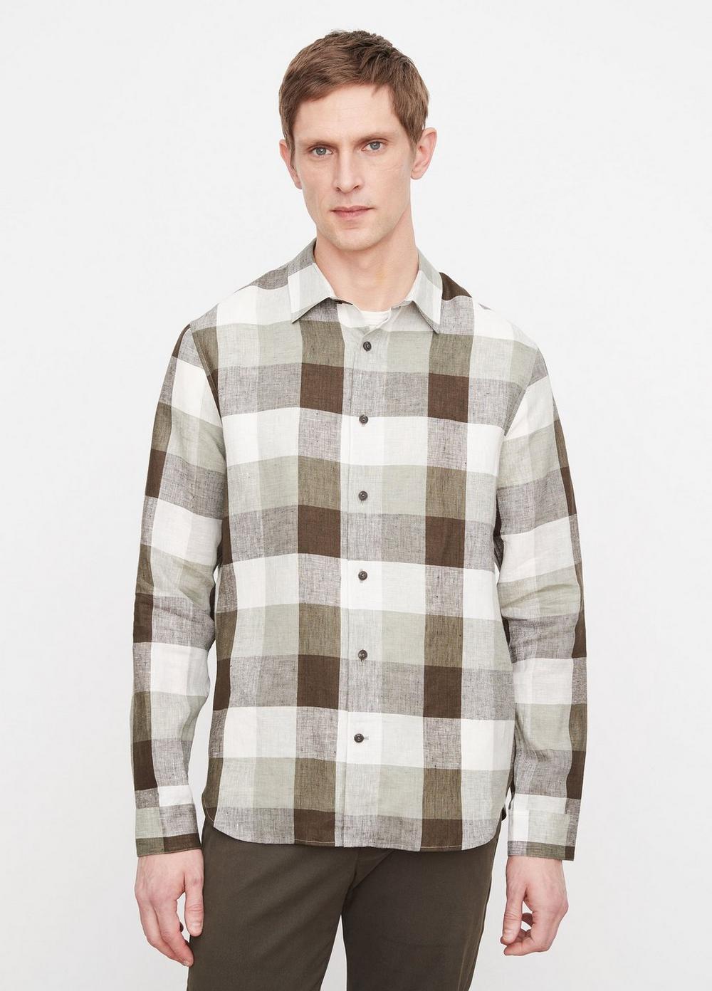 Madrid Buffalo Plaid Linen Long-Sleeve Shirt Product Image