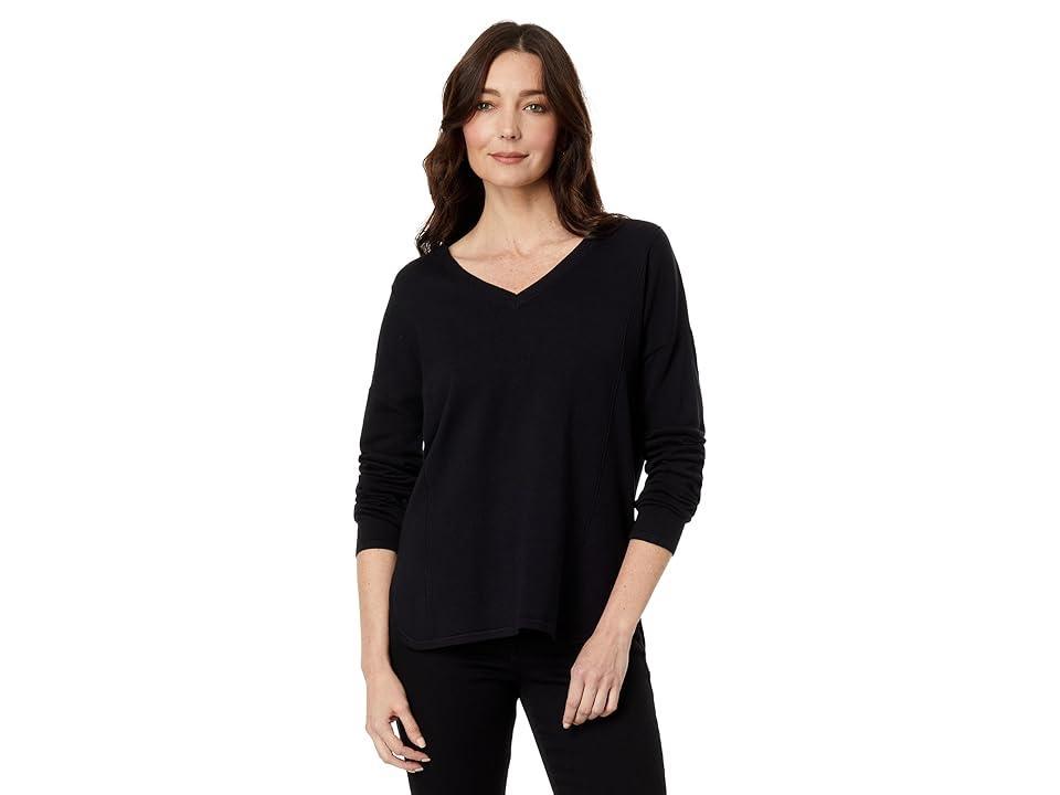 Elliott Lauren Modal Knit V-Neck Sweater w/ Curved Hem Women's Clothing product image