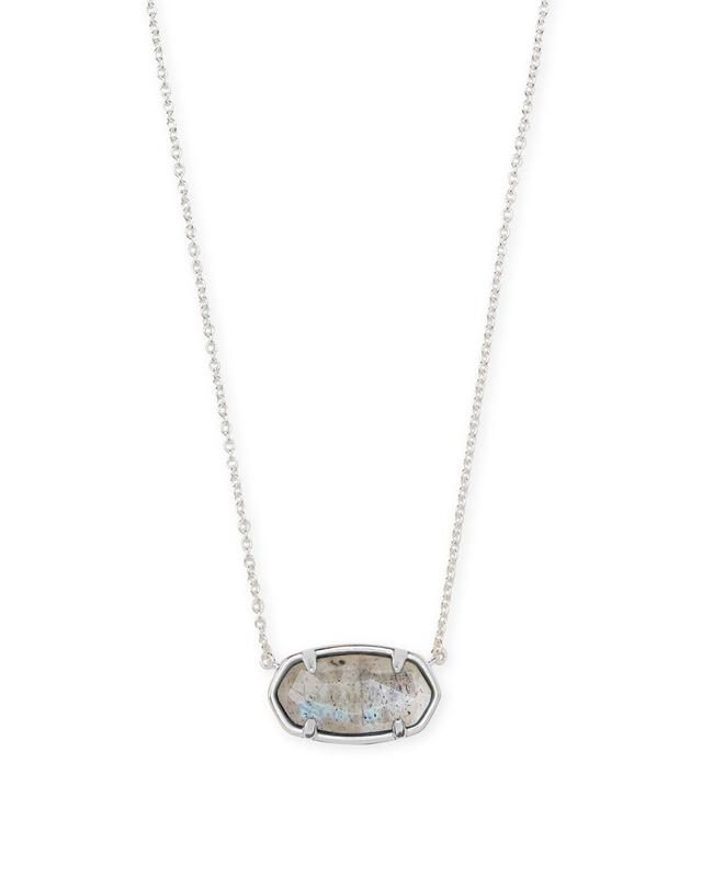 Kendra Scott Elisa Sterling Silver Pendant Necklace in Gray | Labradorite Product Image