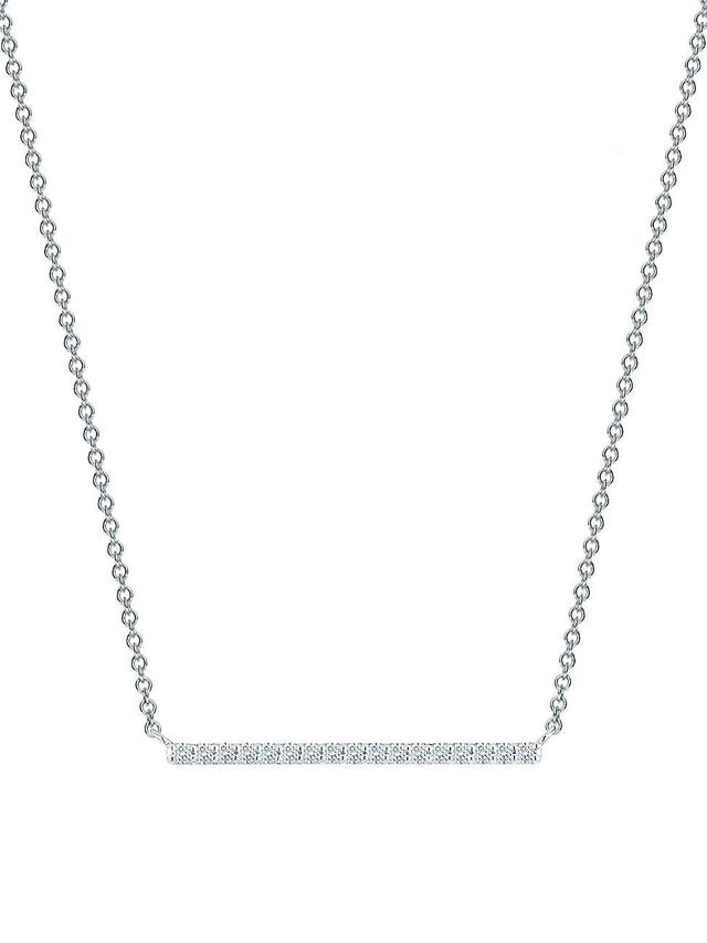 Womens Birks Rose Du Matin 18K White Gold & Diamond Bar Pendant Necklace Product Image