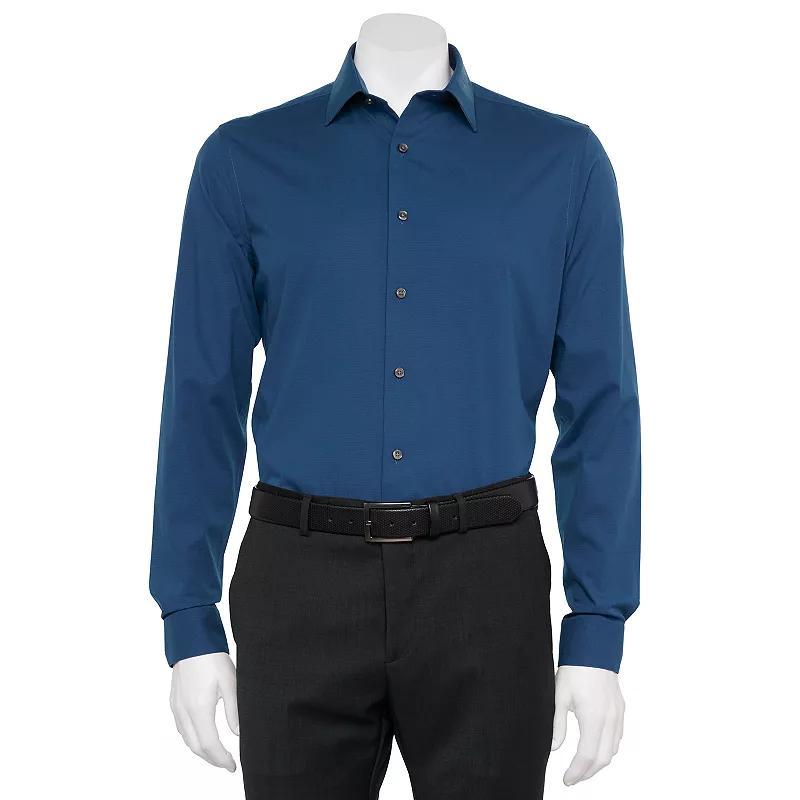 Mens Apt. 9 Premier Flex Regular-Fit Wrinkle Resistant Dress Shirt Blue Minicheck Product Image