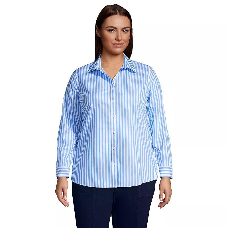 Plus Size Lands End Wrinkle-Free No Iron Button-Front Shirt, Womens Product Image