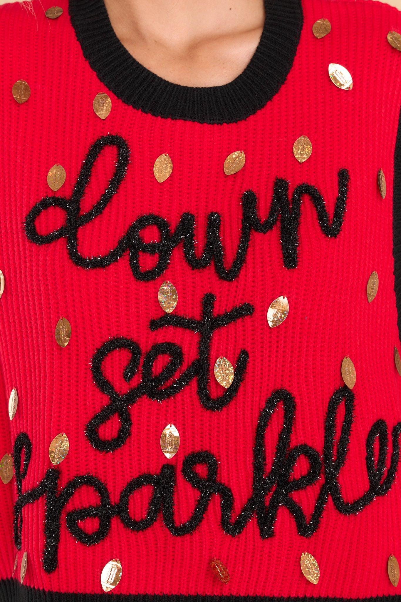 Red & Black Down Set Sparkle Sweater Vest Product Image