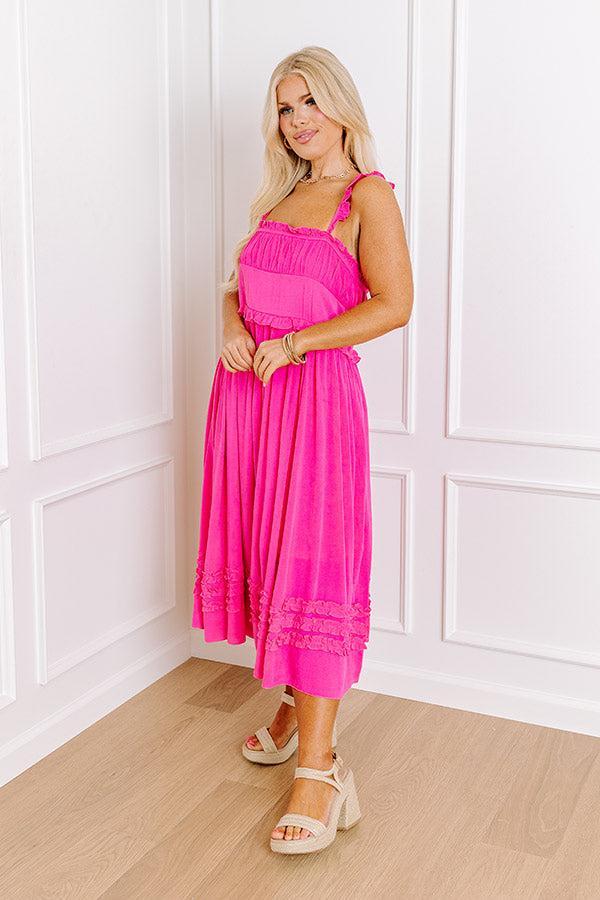 Bayside Bliss Ruffle Midi in Hot Pink Curves Product Image