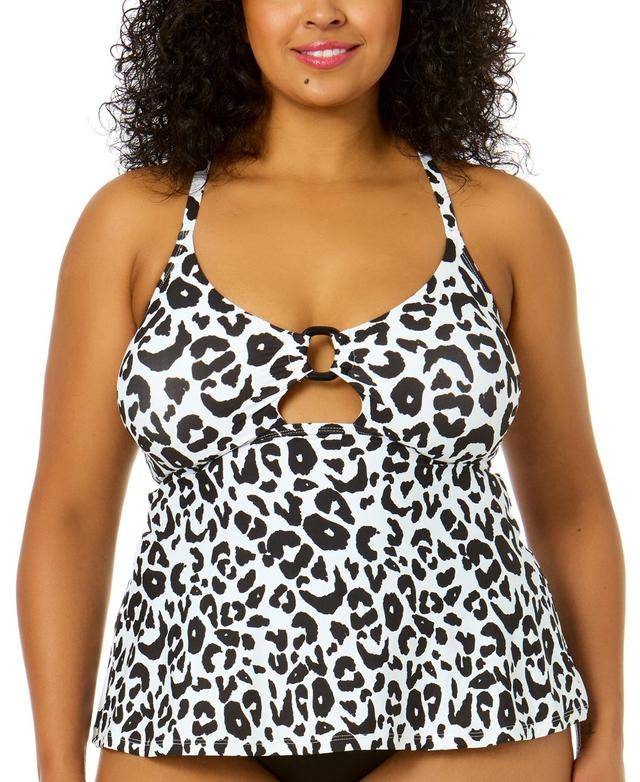 Anne Cole Plus Size O-Ring Keyhole Scoop-Neck Tankini Top Product Image