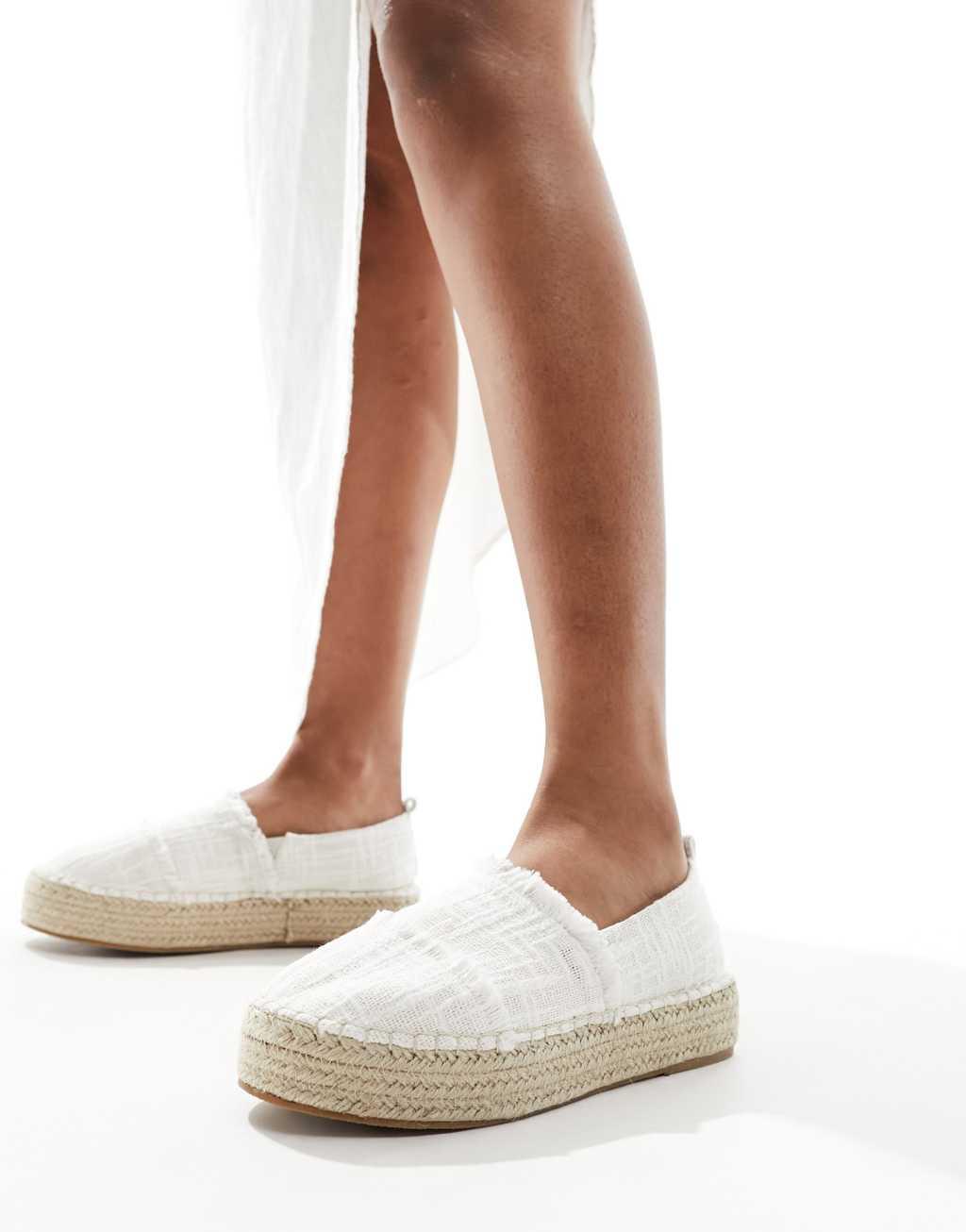 South Beach frayed espadrilles in cream  Product Image