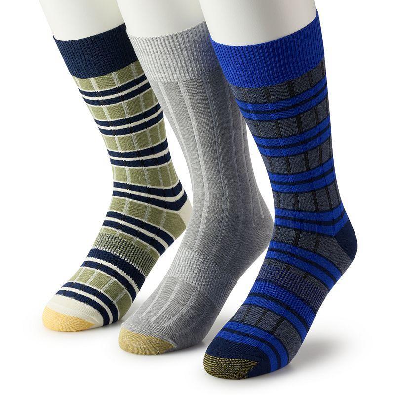 Mens GOLDTOE 3-Pack Regatta Striped Crew Sock Set Product Image