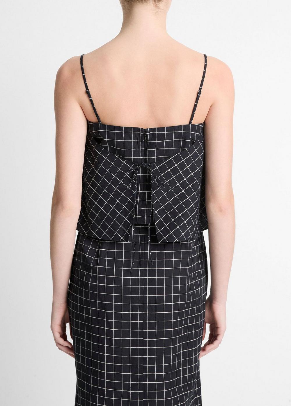 Trellis Plaid Cotton-Blend Tie-Back Top Product Image